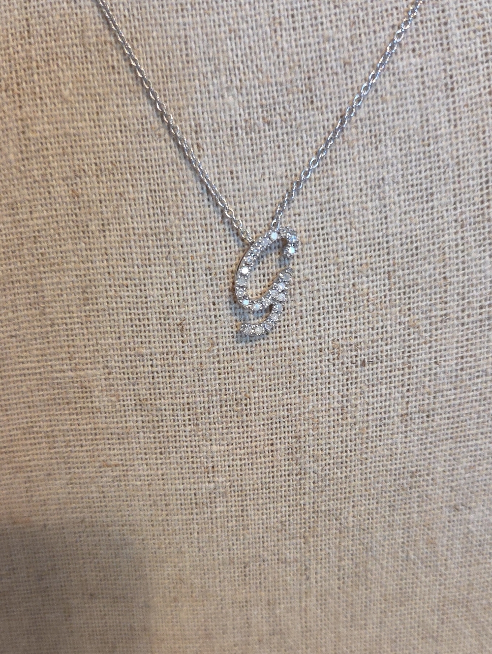 Colleen Lopez Sterling .11ctw genuine diamond initial G Necklace NIB